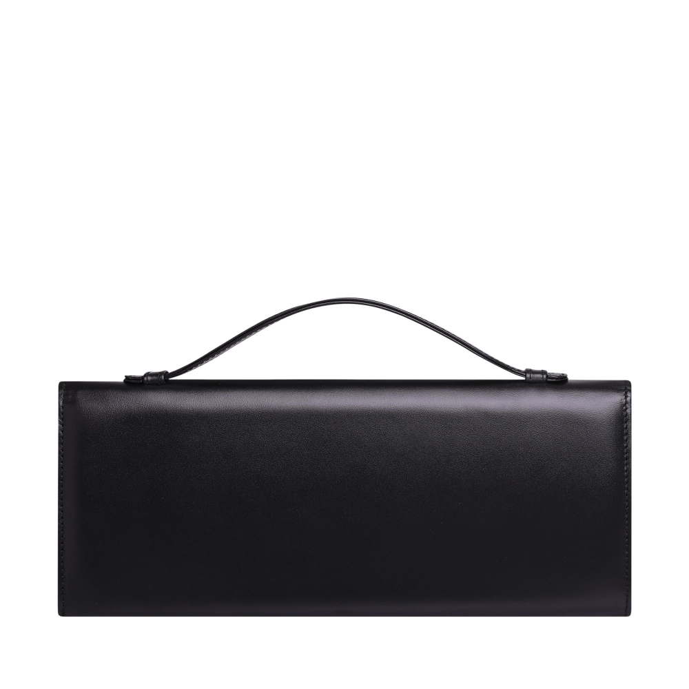 Lange Clutch aus Kalbsleder in schwarz